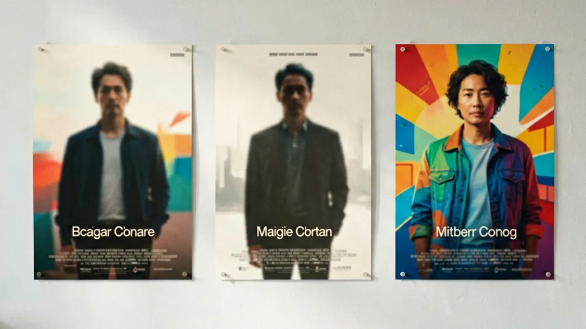 爱片与同期上映同类型影片的海报并排展示，对比视觉风格差异